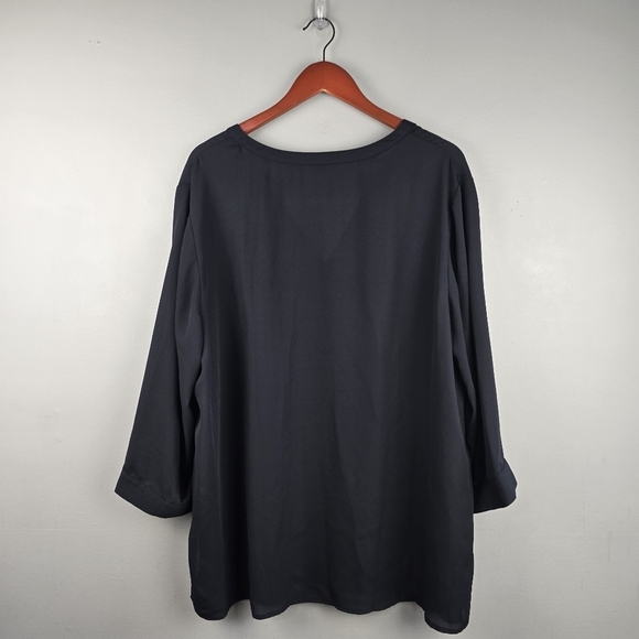 ELLOS Staple Dressy Sheer Blouse Black Womens Size 1X Business Casual Office - Picture 6 of 14
